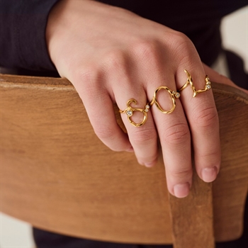 Alphabet-Ring aus Vergoldet Silber mit dem Buchstaben S von Maanesten am Model